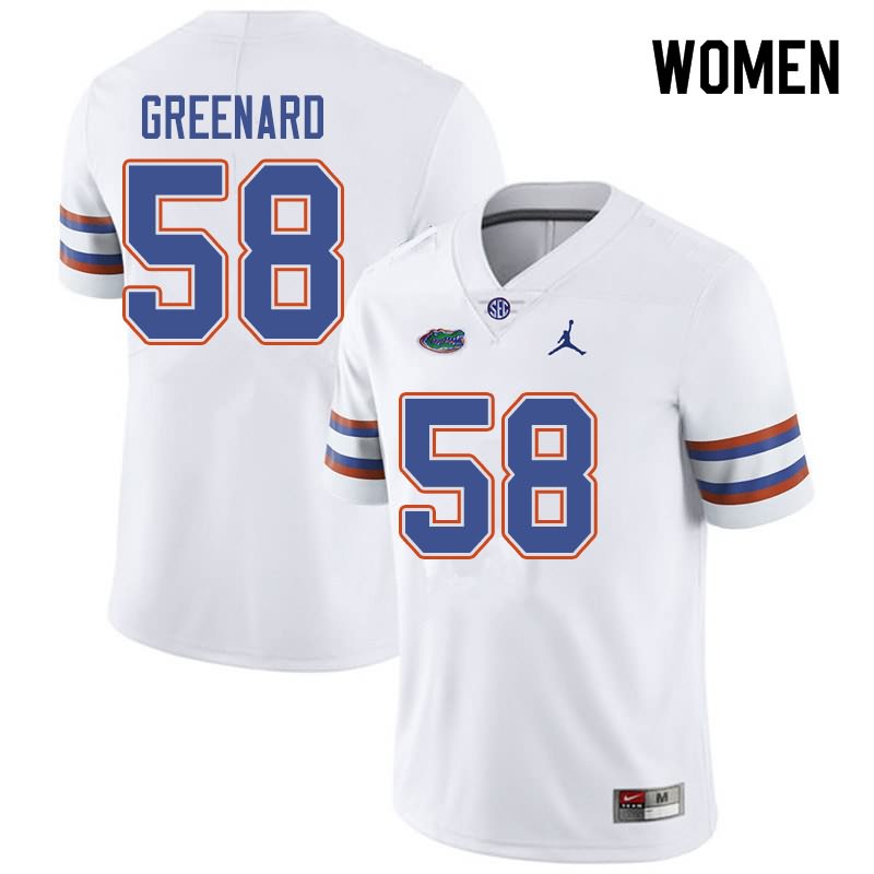 Women's NCAA Florida Gators Jonathan Greenard #58 Stitched Authentic Jordan Brand White College Football Jersey XOM2165XN